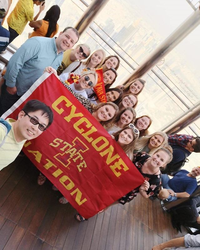 EBPhD's tweet photo. Cyclones are #AtTheTop of #BurjKhalifa #AESHMinDubai #IowaState #HumanCY https://t.co/Cnu0qU3YLx