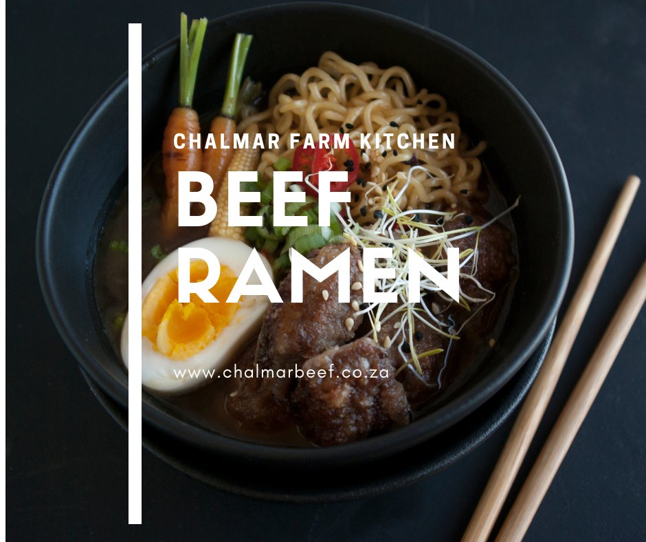 Beef Ramen

A delicious and filling main from Japan with meat, bone broth, noodles and toppings of your choice.  This protein-packed beef ramen makes the perfect midweek meal, and is a delicious weekend treat too.
Full recipe below.
#chalmarbeef #chalmarfarmkitchen #beeframen