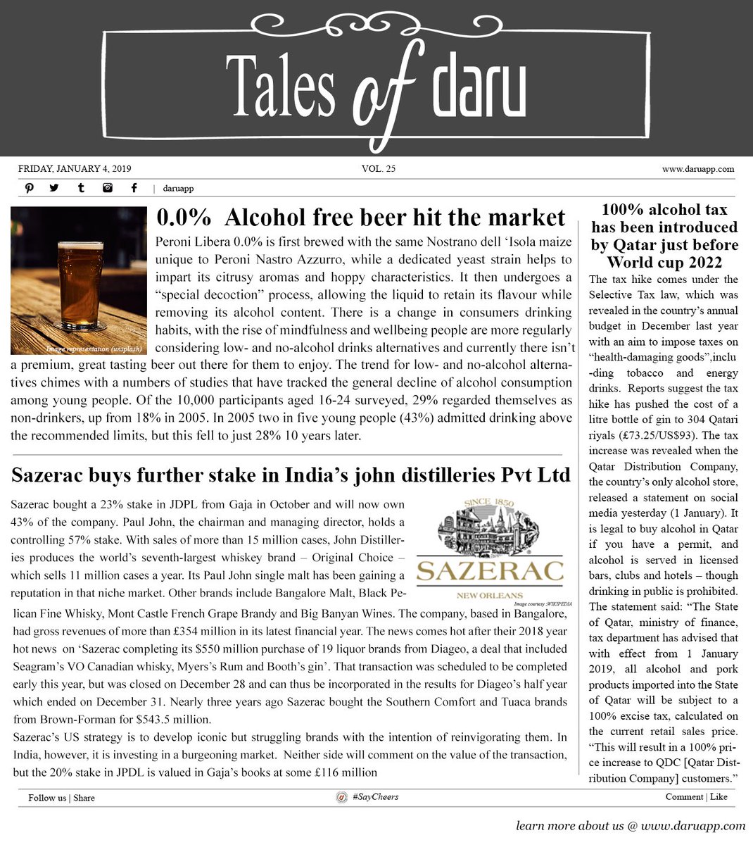 daruindia's tweet photo. Its Friday time for some news from #Talesofdaru. @daruindia brings you the recent happening news in Alco - Beverage industry.
#daru #daruapp #saycheers #talesofdaru #enjoyresponsibly #alcobeverage #weekendvibes #friday #news #articles #facts #featured https://t.co/xt7fVqQnNS
