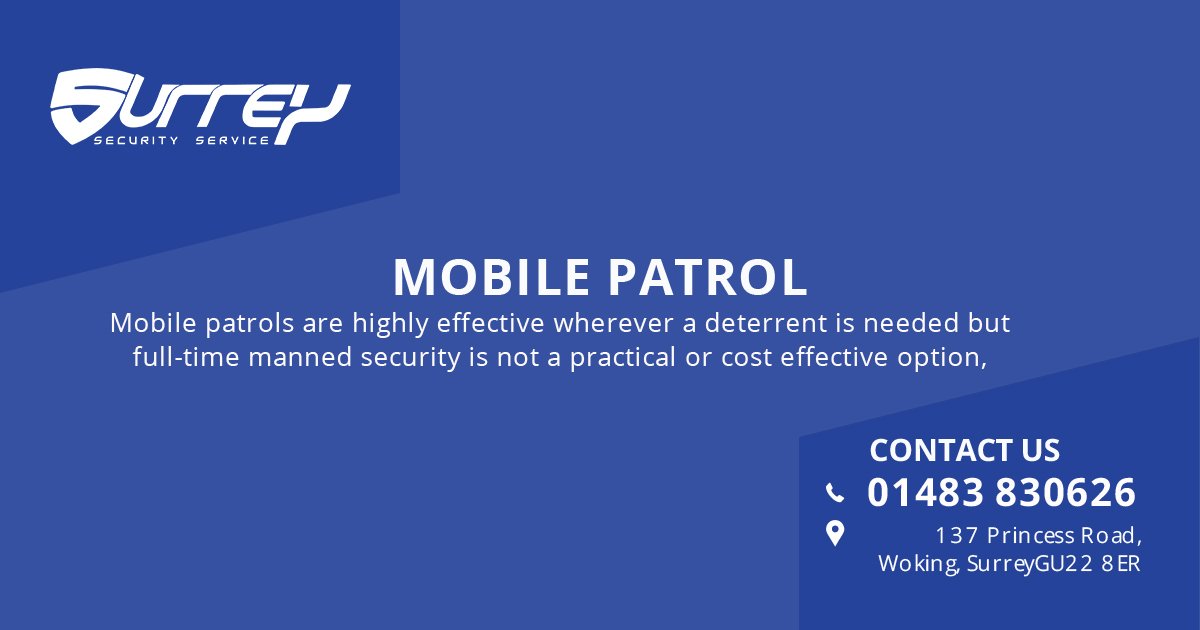 #Mobile #Patrol

At Surrey Security Service Ltd our integrated services portfolio is enhanced with a unique 24-hour mobile division.

bit.ly/2RGmOUy

#securityservices, #securityguards, #infosec, #officesecurity, #gaurdtraining #securityofficer, #warehousesecurity