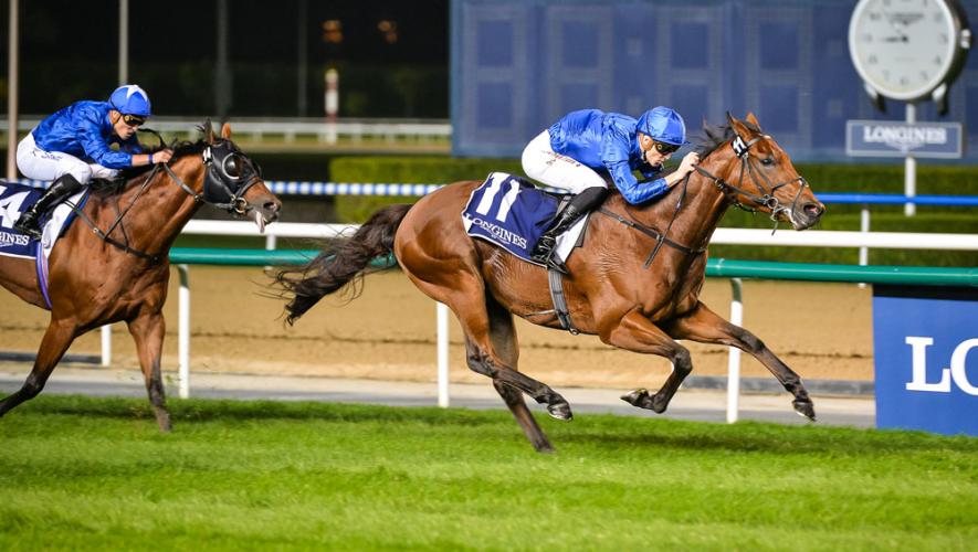 @Godolphin lands 1-2-3-4-5 victory in the richest race of the first #DWCCarnival meeting, the #SingspielStakes. #DreamCastle trained by #SaeedBinSuroor won the US$200,000 affair, by a clear 1½ lengths..For the full Review – bit.ly/2F6Z6yz  #HorseRacing @DubaiWorldCup
