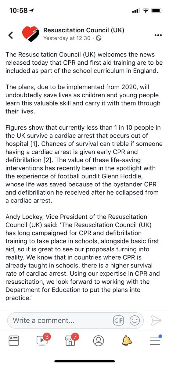 PulseCheck3's tweet image. Pulse Check welcomes this amazing news. Out of hospital cardiac arrest survival rates are doubled in countries were CPR is taught as part of the national curriculum! DOUBLED!!

See how you could save a life, and follow pulse check today, with courses starting early 2019!

#CPR
