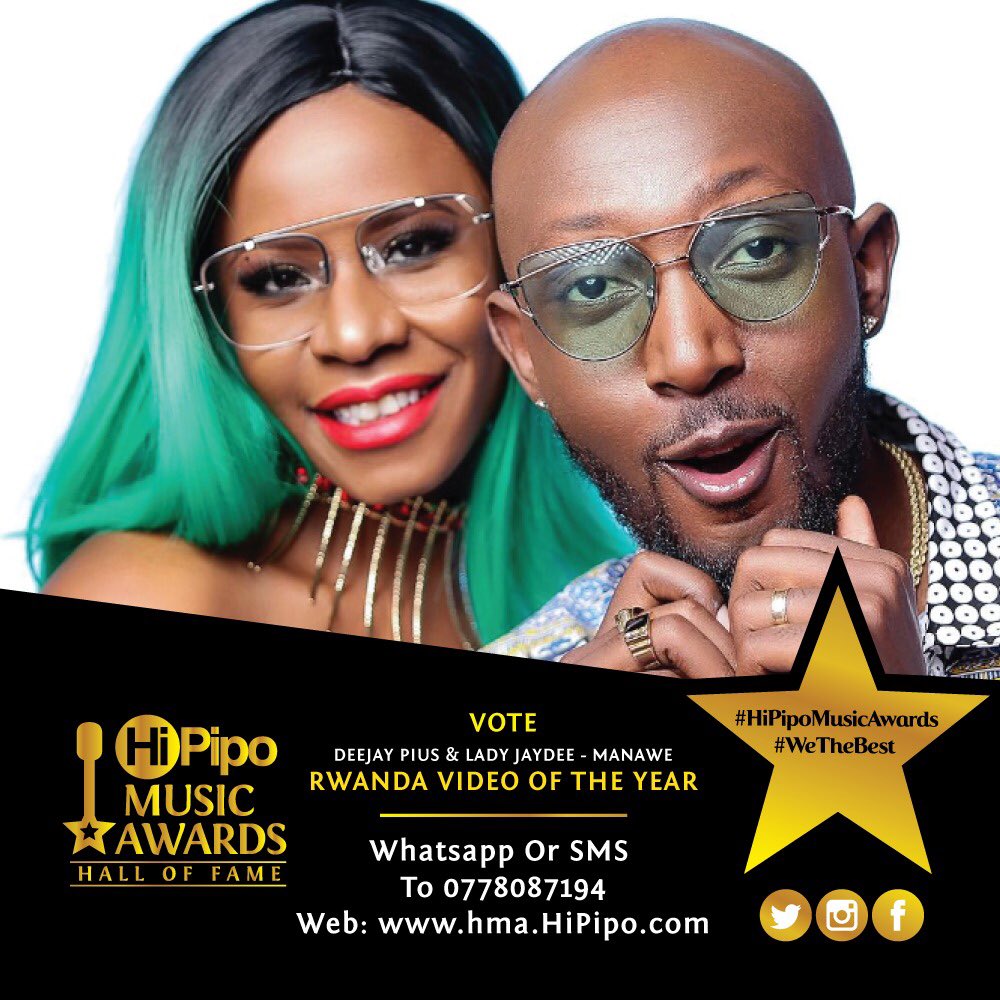 DeejayPius's tweet photo. Hi guys, Vote for my song #Manawe as the best Video from Rwanda in  #HipipoAwards. How to vote ;
1. Website https://t.co/mLW87EpHzH
2. SMS / WhatsApp +256778087194 
#HiPipoMusicAwards #WeTheBest  #RwandaVideoOfTheYear #Manawe by Deejay Pius &amp; @JideJaydee https://t.co/UjFEQqTVAq