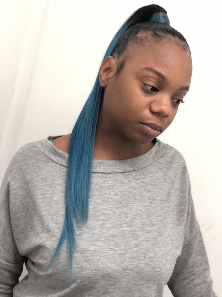 @blessbygrace thanks for coming by. My daredevil, your always trying new colors and I love it. #bluehair #blueponytail #invisibleponytail #extendedponytail #miamiponytail #miamiponytails #sleekponytail #sleekponytails #celebrityhairstylist #celebrityhairdresser #miamihairdresser