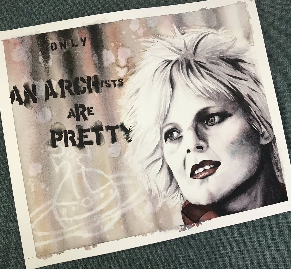 NorthernSoulArt's tweet photo. 1st commission of the year done, Vivienne Westwood, aswell as replacing the two AWOL ones for the chap that refused them....Bowie next, then a sexy lady on a scooter....its all go 😍😎💃🏻 https://t.co/3AwzSSExi0