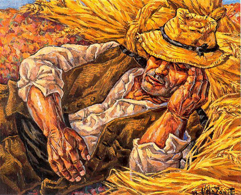 #TalDiaComoHoy de 1999 murió en Burgos el gran pintor y muralista castellano José Vela Zanetti. Con un estilo inconfundible, de trazos fuertes y colorista, supo reflejar los colores dorados de los campos de Castilla #Arte