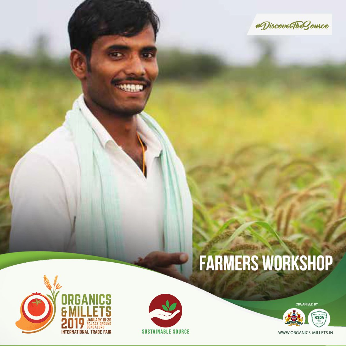 OrganicsMillets's tweet photo. Discover the source of nutrition, sustainable agriculture, farmer security & new markets at the 2-day Farmers workshop to be help at #OM2019ITF and #DiscoverTheSource of #NextGenSmartFood. Register now! #KSource #SustainableSource #BusinessSource https://t.co/Dm1RGQKy24