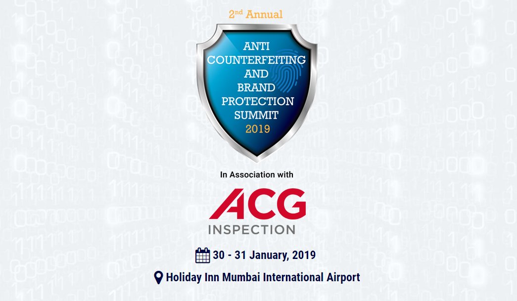 InventiconBI's tweet photo. 2nd ANNUAL ANTI-COUNTERFEITING AND BRAND PROTECTION SUMMIT 2019 Welcomes @ACGWorldwide as Associate Partner. Know more: https://t.co/47F869QZms
Event Partners @ACGWorldwide @THELEGIST @original4sure #Securemarc #RollingOptics @datatcode @BDOIND #SmartMonitoring @Info_nVipani https://t.co/WbU5Kllwbx