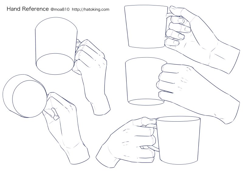 【お知らせ】トレスOKな手のイラスト資料集に「マグカップ（Mug）」を追加しました。※一般的なマグより一回り小さいものをモデルに使用しています。  http://hatoking.com/journal/4352.html