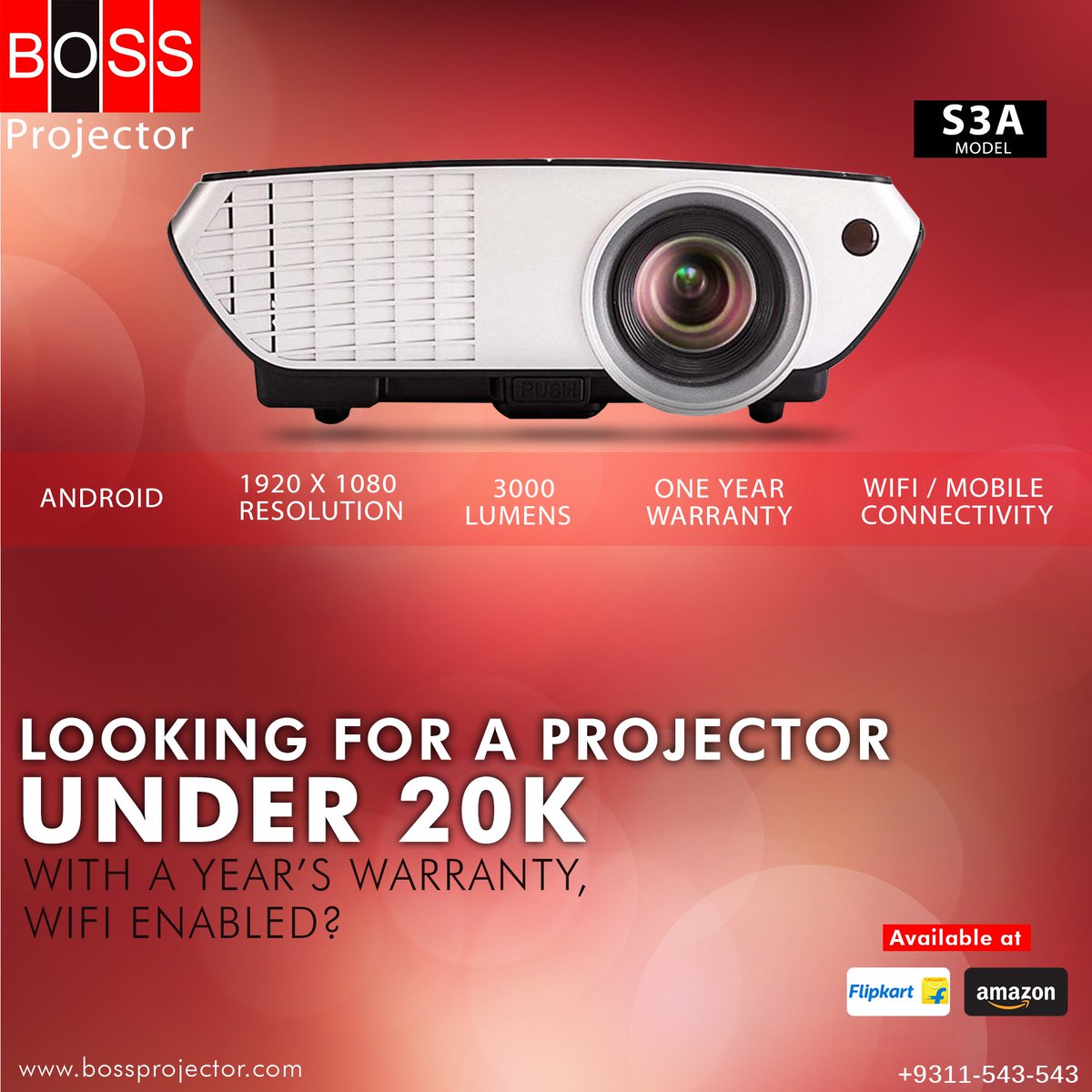 BProjectors's tweet image. Looking for a #Projector under 20K with A year’s warranty, WiFi Enabled? Boss’s Model S3 is perfect for you!

Order now #amazon: goo.gl/U8hGsf

#BossProjector #Projector #HomeProjector #HomeTheaterProjector