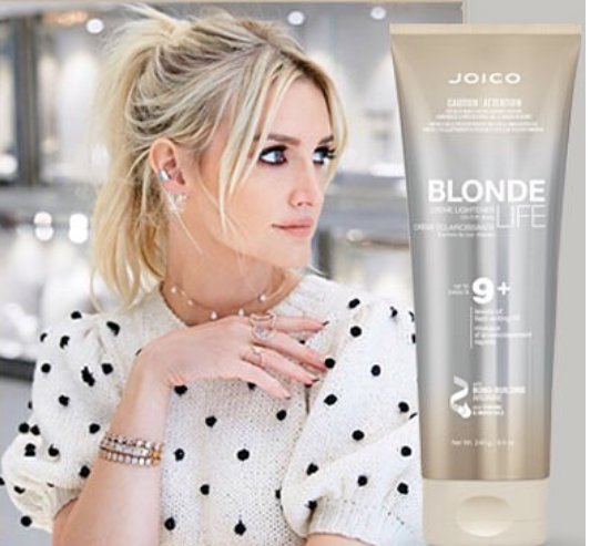 JOICOUK's tweet photo. Our New Year's Gift To Blondes Everywhere. It's time to celebrate…the launch of brand-new Blonde Life Crème Lightener. The rocket-ship power blonder that just took Ashlee Simpson's highlights to all new heights. Celebrity colorist and Joico Guest Artist, @DenisDeSouza01 #hairjoi https://t.co/9tHJEpllVc
