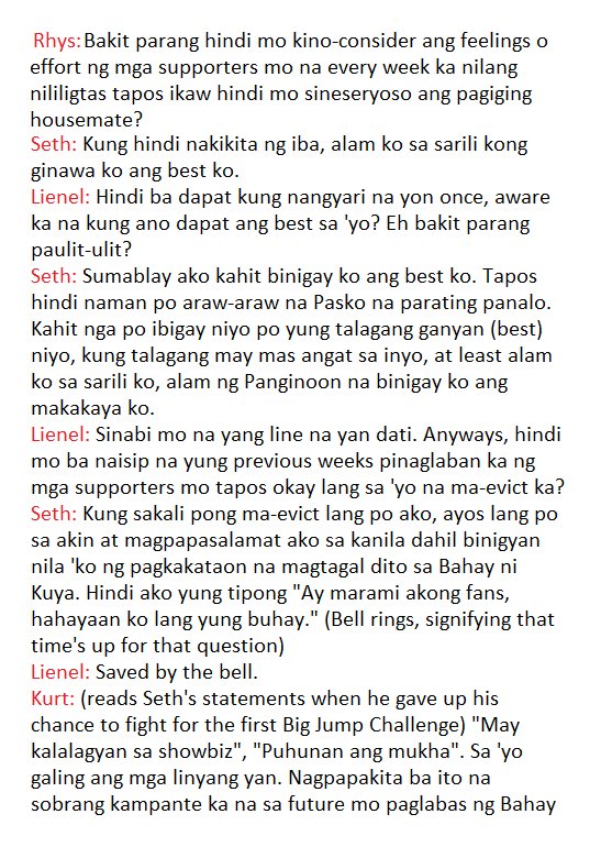 RiAhTwo's tweet photo. A round of applause for Seth Fedelin. Those were tough questions, but he bravely faced them and, with conviction, was able to defend himself against misconceptions of his former statements inside Kuya's house.

#PBB8CampOut https://t.co/jvYrfGuyKy
