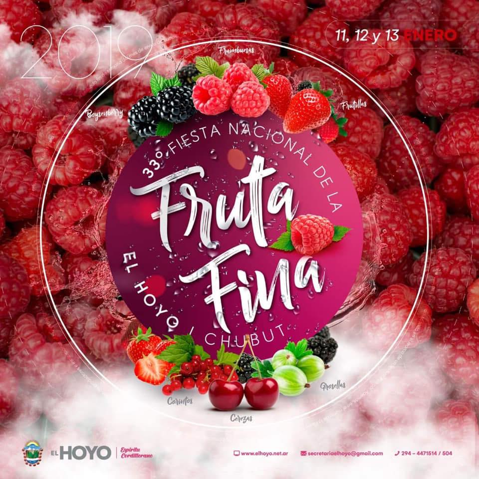 Como todos los años, se viene la Fiesta Nacional de la Fruta Fina, el 11, 12 y 13 de enero en #ElHoyo ¡No te lo pierdas!#ExcelenteGastronomía #Vacaciones2019 #ChubutEsTuViaje