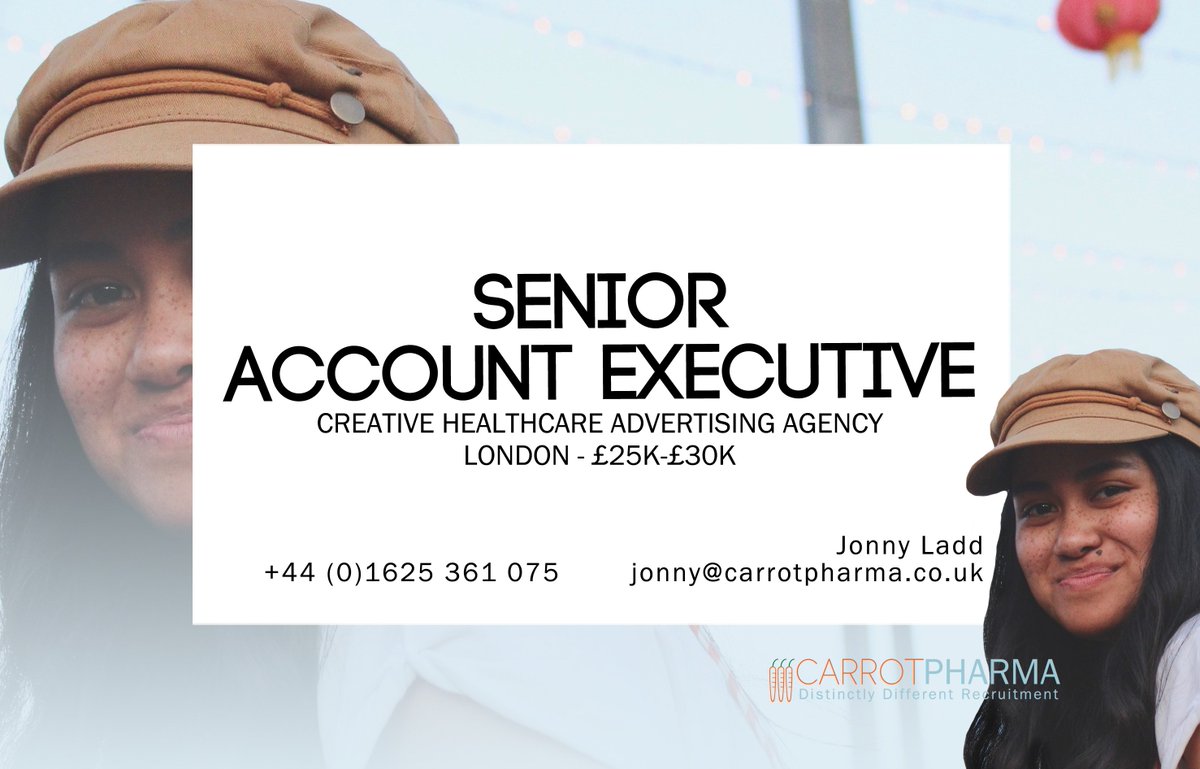 Fantastic opportunity for an experienced #AccountExecutive to take that step up with an award-winning advertising agency

The job - bit.ly/2SuL4dg 
Email - jonny@carrotpharma.co.uk
Call - 01625 361075

#jobs #healthcare #advertising #marketing #communications