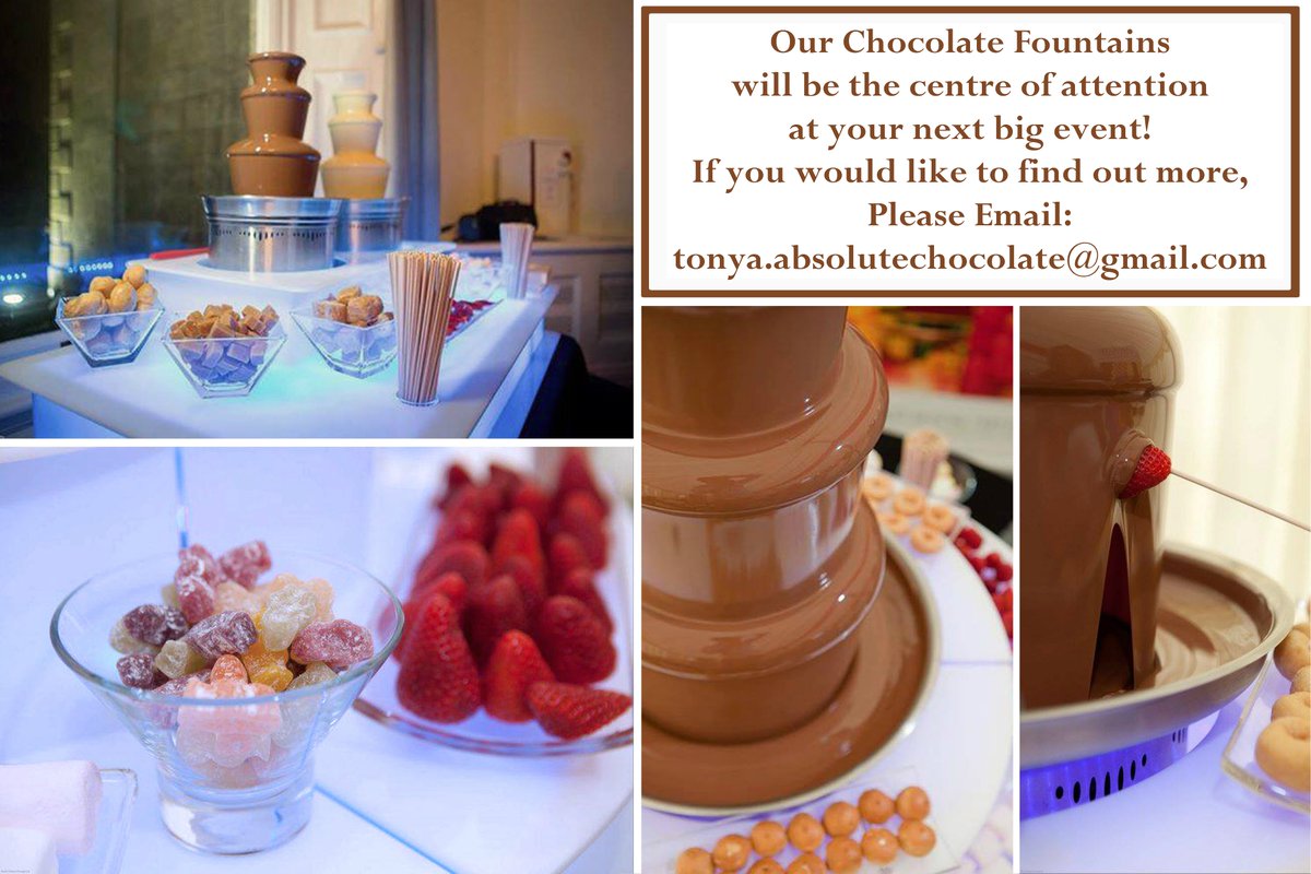 Absolute Canvas (@absolutecanvas) on Twitter photo Do you love Chocolate as much as us? Absolute Chocolate Fountains will be the centre of attention at your next event!! If you would like to find out more please email - tonya.absolutechocolate@gmail.com Do you love Chocolate as much as us? Absolute Chocolate Fountains will be the centre of attention at your next event!! If you would like to find out more please email - tonya.absolutechocolate@gmail.com