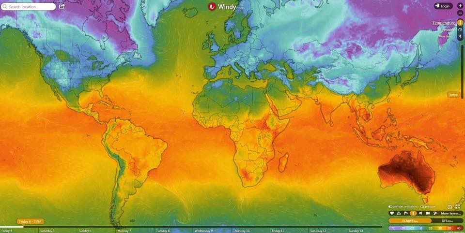 troyhunt's tweet image. Australia was the hottest place on the planet today, with 15/15 of the hottest temperatures in the world in the last 24 hours recorded down under ☀️🌡️ facebook.com/59944789668/po…