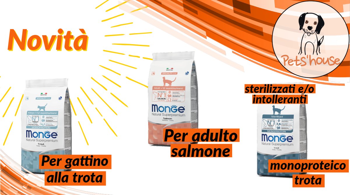 PetsHouseOr's tweet photo. Solo da noi puoi trovare subito le novità di Monge!
#petshouse #petshouseor #petshousecard #pets #oristano #house #Monge #gattini #gattino #gatto #gatti #crocchette #cat #cats #kitten #kittens #trota #monoproteico #sterilizzati #sterilized #novità #intolleranze #salmone https://t.co/iNW16NHtsO