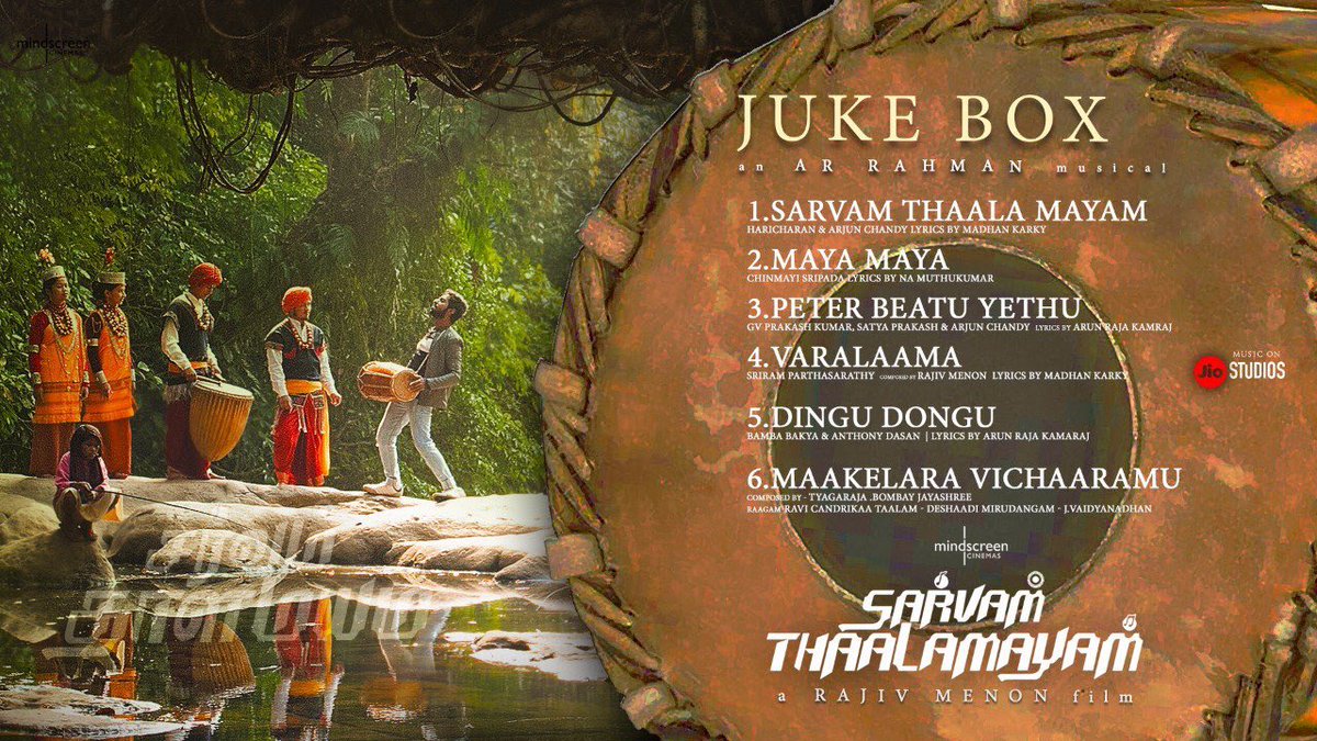 UrsVamsiShekar's tweet photo. Here it is #SarvamThaalaMayam Audio Jukebox 🤗👍

Listen &amp; Enjoy Full Songs Here:  https://t.co/TlmW0LLgwa

on iTunes: https://t.co/mlTXmCDSon…

#SarvamThaalaMayam #STMFullAlbum @arrahman @gvprakash @DirRajivMenon @Arunrajakamaraj @madhankarky @Aparnabala2 @onlynikil https://t.co/1boGbXdav7