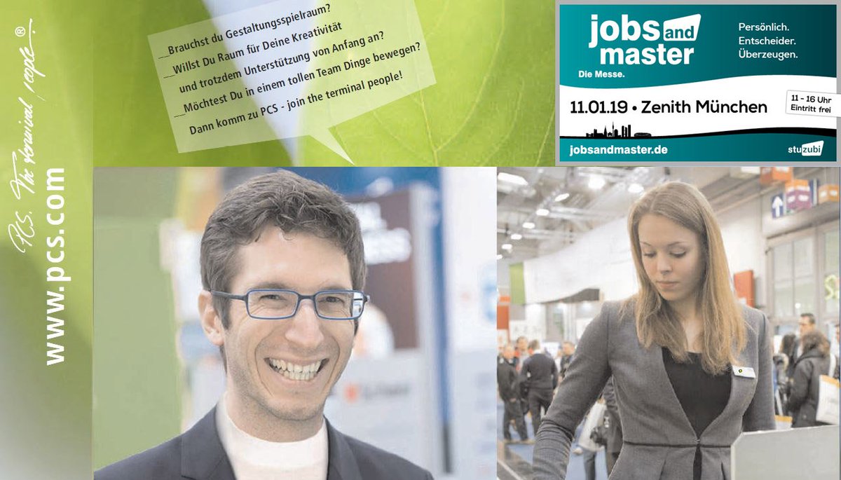 PCS_Muenchen's tweet photo. #PCSSystemtechnik stellt auf der Karrieremesse #jobs and master am 11.01.19 in München aus! Wir freuen uns auf Studenten, Absolventen, Young Professionals, Fach- und Führungskräfte aller Bereiche und Branchen. Der Eintritt ist frei, Termine unter https://t.co/uKKs5yhd3P. https://t.co/BmE4sJzLgQ