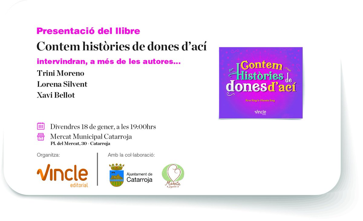 Vincle_Ed's tweet photo. 🚨 Calendari de presentacions de gener! ⤵
8/01: #ContemHistòriesDeDones ➡@fan_set_
9/01: #ContemHistòriesDeDones ➡@IntersindicalV
10/01: #TotEntraEnElPes ➡@fan_set_
18/01. #ContemHistòriesDeDones ➡ Catarroja
25/01 #AMiQueEmPassa ➡ L’Alqueria
https://t.co/QcTtd0PFJz https://t.co/oTHuy9Qpni
