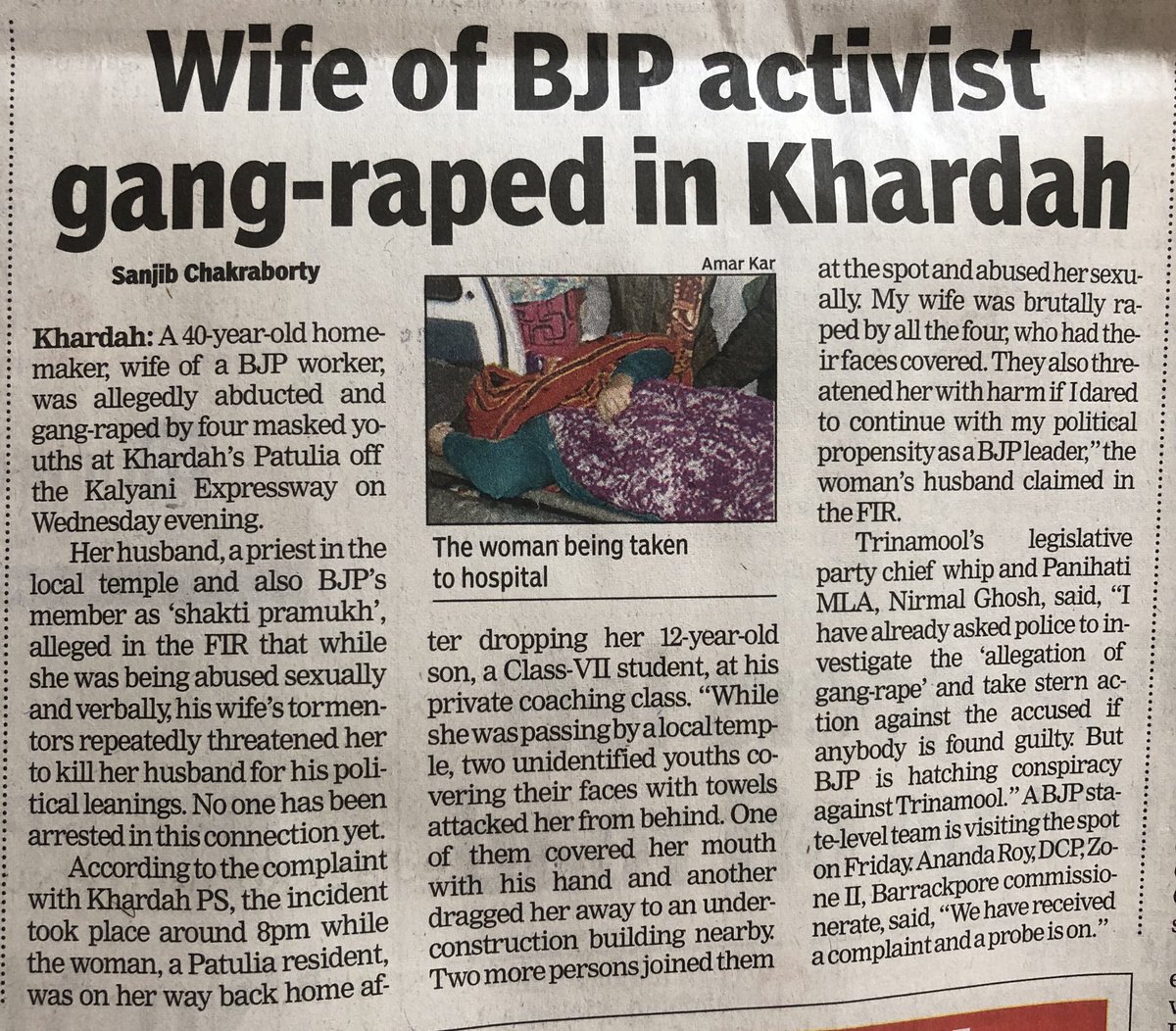 Telegraph  @ttindia has kept mum on Gang Rape on wife of a Hindu Pujari in WB but see the love this paper has for Paki Bigots who throw stones at Army from one hand and keep ISIS flag in other.