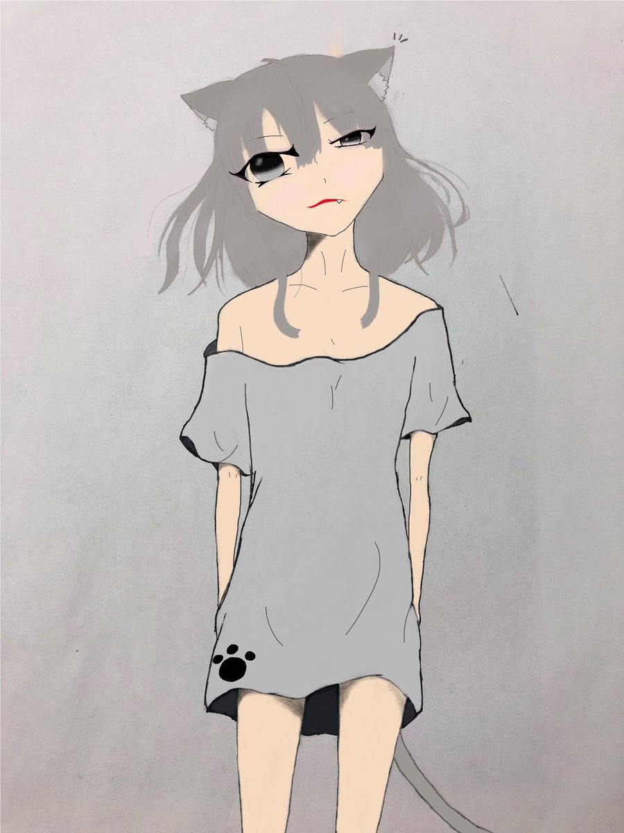 もふ 初めて鉛筆以外で書いた 思ったより上手く書けたかなw アート イラスト イラスト好きな人と繋がりたい 2次元 猫耳 獣耳 女の子