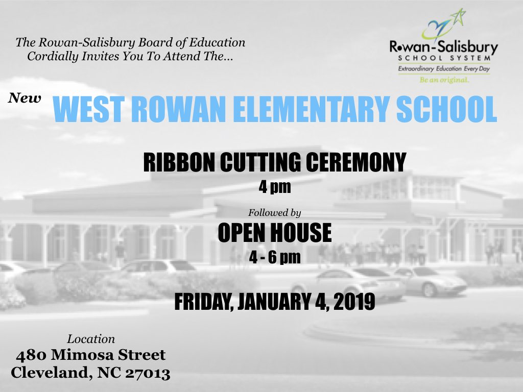 Looking forward to celebrating the opening of our new West Rowan Elementary School!  Join us!!  #RSSinspires <a href="/lynn_moody/">Lynn Moody</a> <a href="/wavann3/">Anthony Vann</a> @Woodleaf_Eagles <a href="/wolfeka92/">Kris Wolfe</a>  @21stBioSmith