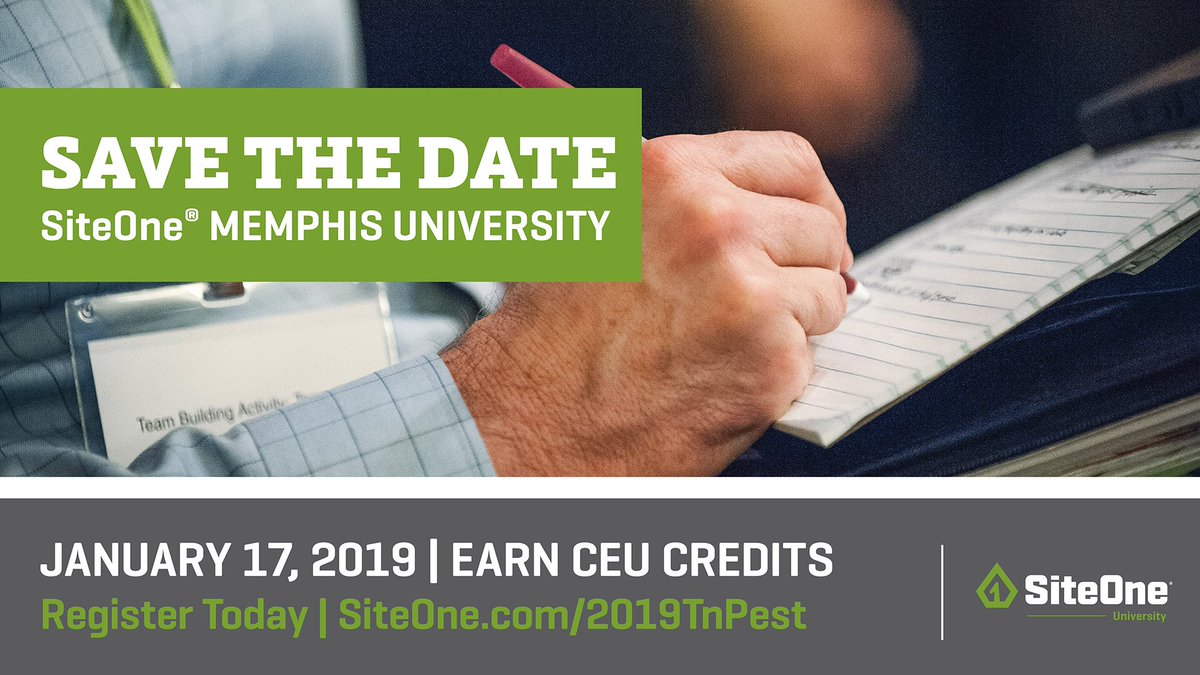 Time for more training with @SiteOneSupply in Memphis, TN. Register at siteone.com/2019TNpest 7 CEU’s and recertification for MS and AR pesticide license applicators. #strongertogether #landscape #training #education #turfgrass #pesticidetraining #LESCO
