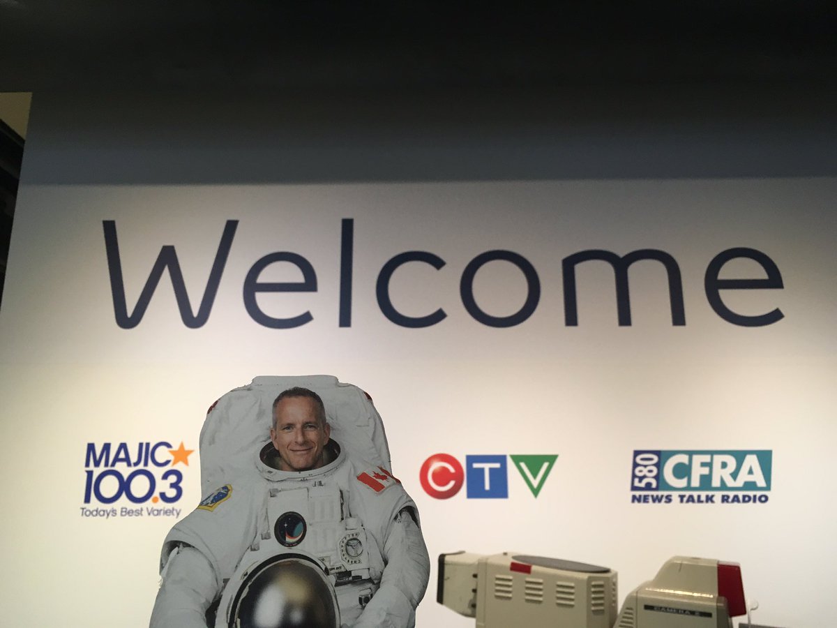 SeanInMotion's tweet photo. #FlatDavid and I are at @CFRAOttawa, getting ready for a 9am segment on his @csa_asc launch/mission! #Daretoexplore https://t.co/j2oeAk9jAF