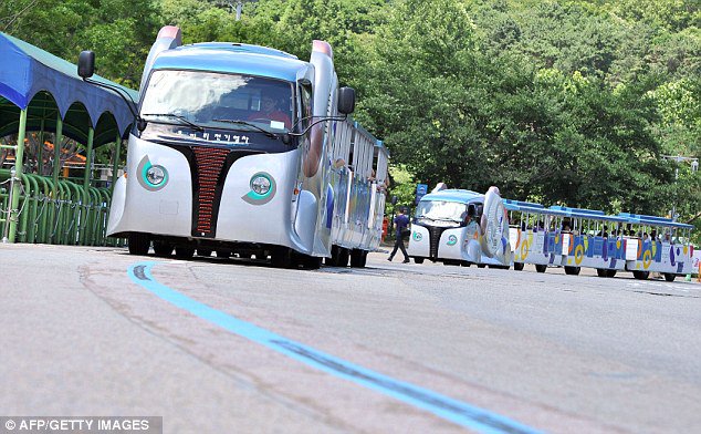 183. I really like when EVs solve problems that exist - like needing to charge regularly - rather than problems that don't (like 'they don't fly') - this is a ride-on "land train" for a theme par in Seoul. It's not on rails - but the blue line contains magnetic charge strips.