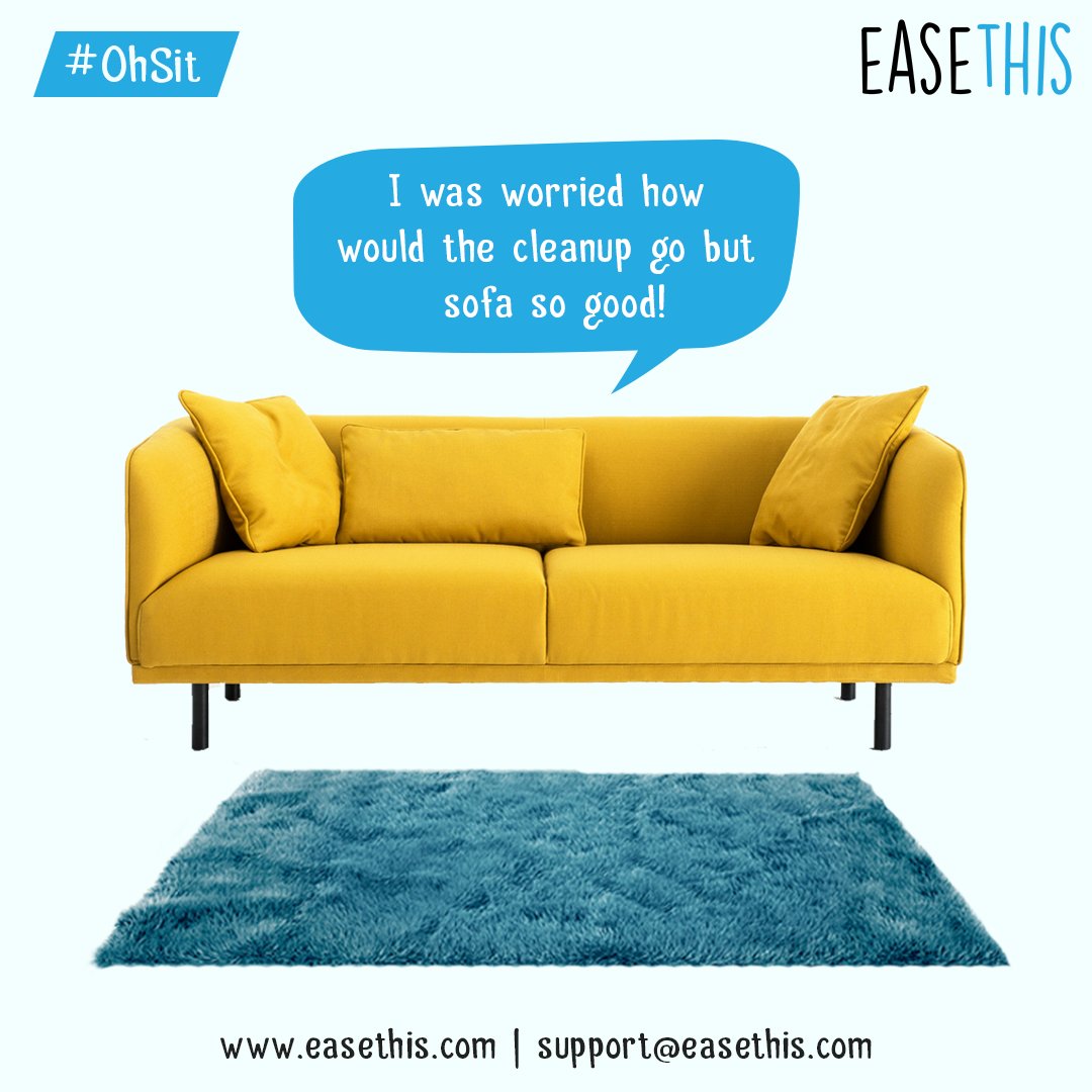 easethisIndia's tweet photo. What did the sofa say after receiving sofa cleaning services from Easethis? #OhSit #SofaPun https://t.co/gFkavdBW2F