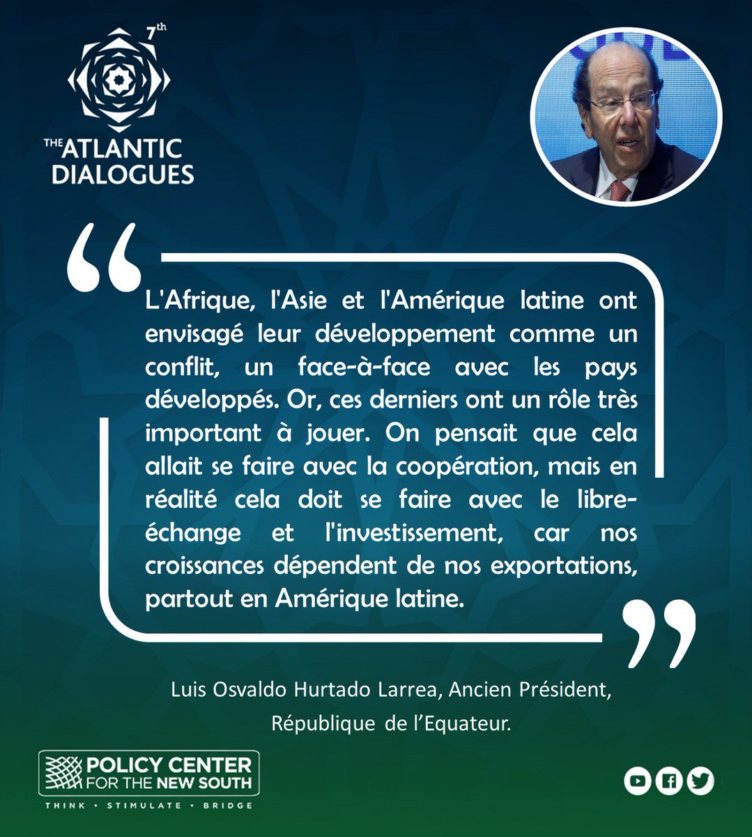 PolicyCenterNS's tweet photo. (2/2) Luis Osvaldo Hurtado Larrea, Ancien Président, République de l’Equateur 🇪🇨 durant la Plénière XI: Tirer les leçons des différentes expériences pour un nouveau développement commun: Perspectives d’anciens présidents des pays d’Amérique Latine. #AD2018 #ADQuote https://t.co/EJ4OTPOPha