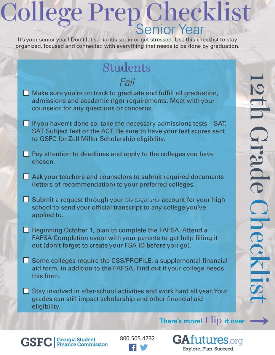 Counselors: These College Prep Checklists are great tools to help keep your students organized this semester and focused on what needs to be done.

gafutures.org/college-planni…

#collegeprep #collegechecklist