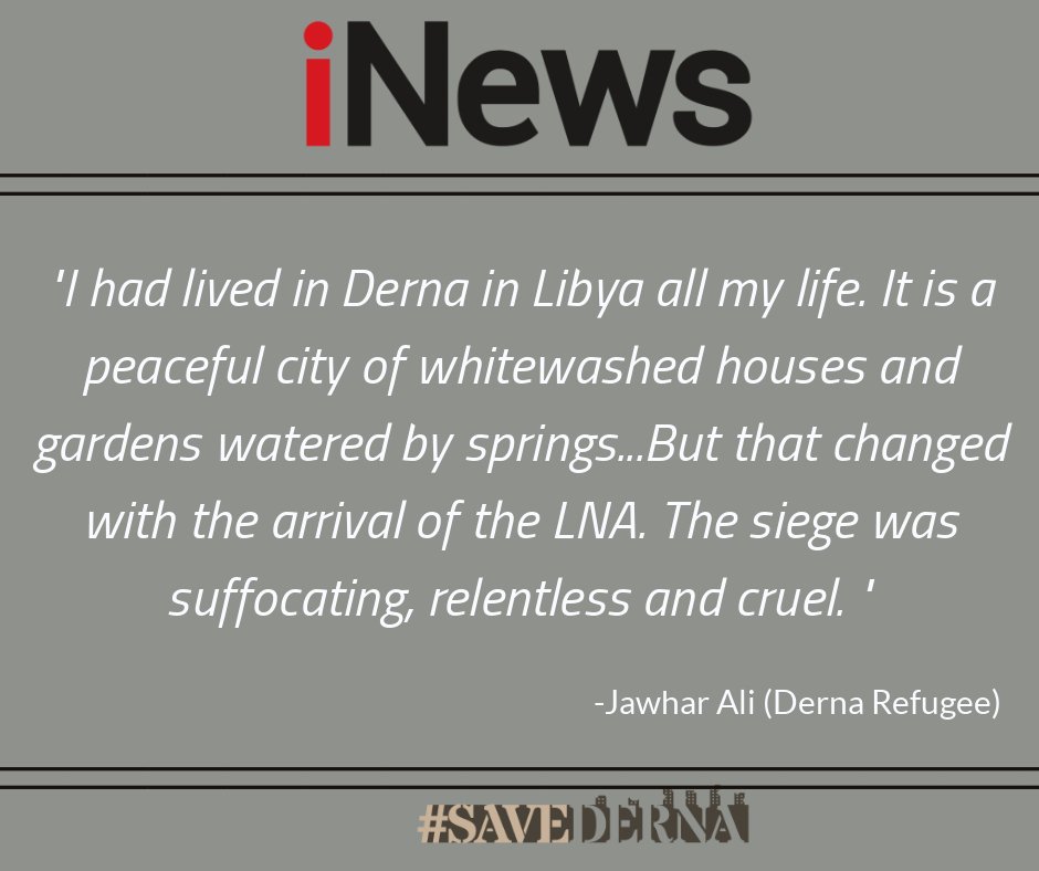 SaveDerna's tweet photo. "I had lived in #Derna in #Libya all my life. It is a #peaceful city of whitewashed houses and gardens watered by springs...but that changed with the arrival of the #LNA." -@JOHRALI @theipaper #SaveDerna #Libya
https://t.co/kiwxx8rXpy https://t.co/DTUXX2tQBb
