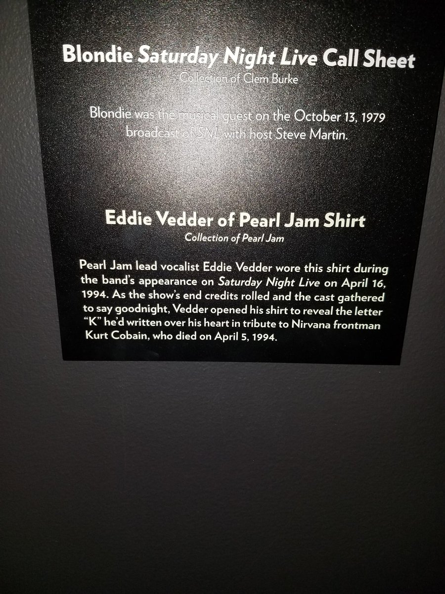 I'm at the Rock and Roll Hall of Fame. Here's a picture of the shirt Eddie Vedder wore to pay tribute to Kurt on SNL in 1994.