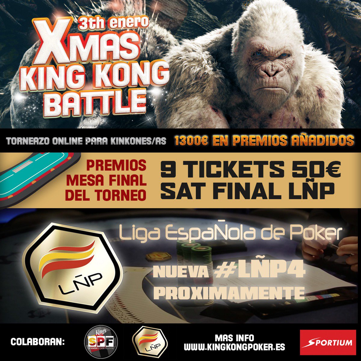KingKongPoker's tweet photo. 🚨💣 XMAS KING KONG BATTLE💣🚨
🎯MESA FINAL
1. @Gallardomarcos9
2. @HPoker7
3. @davidovicspoker
4. @KKatxorro
5. @grubi125
6. @Escual76
7. @ruizolin
8. #manucrack
9. @mypokerflow
Todos ellos tiket🎟️ 50€ SAT FINAL @ligaESpoker
GG #Kinkones
Info en https://t.co/bwqeDdh6uk https://t.co/JILRzy9o5Y