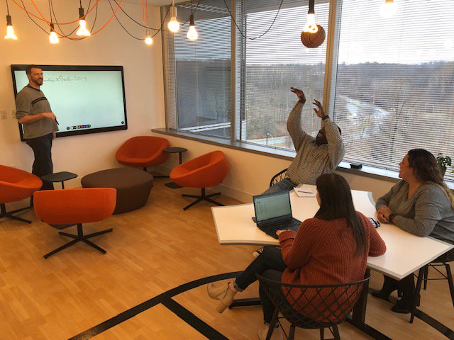 NikaSolutions's tweet photo. We’re throwin’ ideas and making game plans in our “Above the Rim” basketball-themed conference room today! Hopefully, we’ll send some good luck to the @WashWizards for their matchup tonight! #TopWorkplaces #NIKARocks #OnOurGame #LFF #GSD #OPF https://t.co/dZzuCDApNL