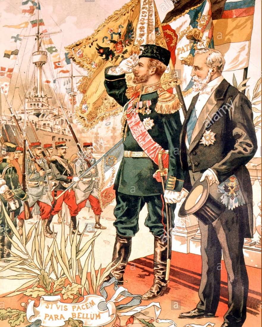 Le #4janvier 1894 débute l'#alliance #francorusse. Quelques mois après la visite de la flotte française à Cronstadt, une convention militaire secrète est signée entre le gouvernement républicain de la #France, sous la présidence de Sadi Carnot, et le du tsar #AlexandreIII.