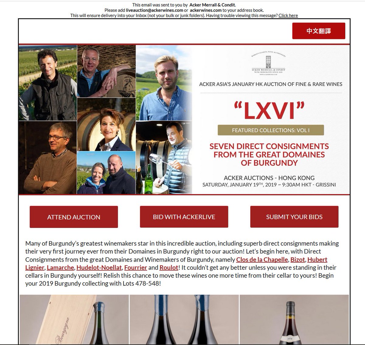 Kings of defrauding wine buyers - Acker Auctions are at it again, lying &amp; making fraudulent claims to dupe buyers. At least one producer so far has confirmed he his domaine have nothing to do with this sale. His wines are NOT direct as claimed in this misleading representation.