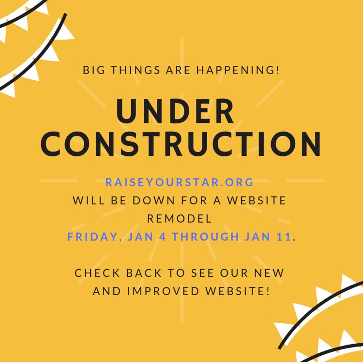 raiseyourstarpa's tweet photo. 🛠👷‍♂️Our website is down for a remodel beginning *today* Friday, Jan 4 through Jan 11.👷‍♀️🛠

Check back to see our new and improved website! https://t.co/QjCRQntxi6