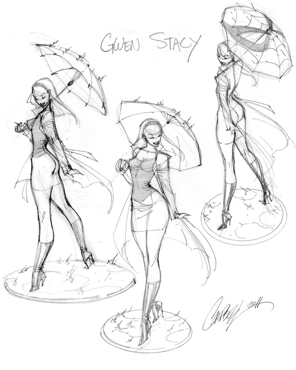 ⚡️📅☔️ Here's a Flashback-Friday for you, this time featuring my Gwen Stacy comiquette from back in 2011. This was the 2nd release of the SPIDER-MAN series I created with @collectsideshow but the first one I designed. Pencil and ink art by me and sculpture by Steve Schumacher! 