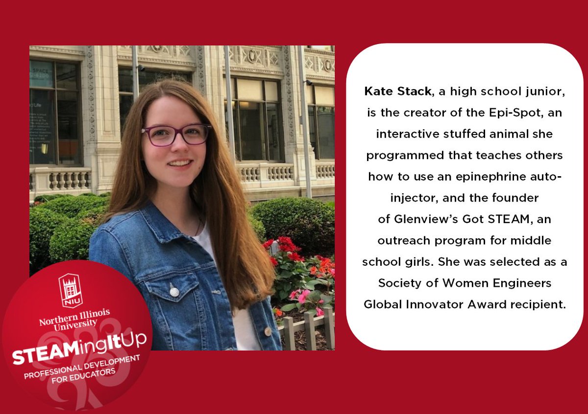 NIUSTEAM's tweet photo. We're excited to announce Kate Stack will be one of our Thursday keynotes at our STEAMing It Up! Professional Development Conference. Spots are filling fast, so secure yours today at https://t.co/KX72wYNbaF #teacherwin #professionaldevelopment #edtech https://t.co/MAy4TR2bRi
