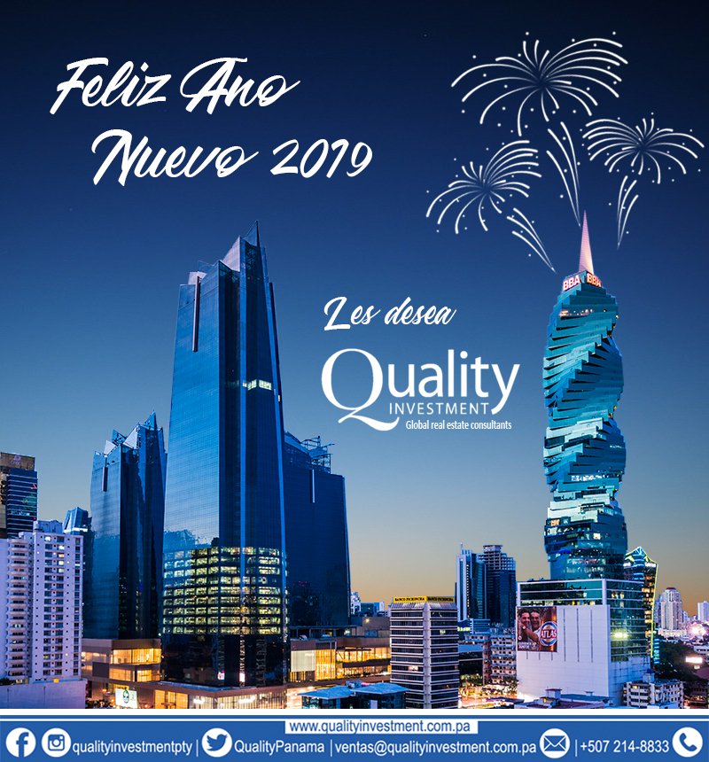 QualityPanama's tweet photo. Celebremos juntos las alegrías de este nuevo año 2019, deseando muchas bendiciones para todos.

Llame y consulte con nosotros la propiedad de sus sueños. Tlf 214-8833

#bienesraicespanama 
#bienesraicespty
#bienesraices https://t.co/UpLrur70Rn