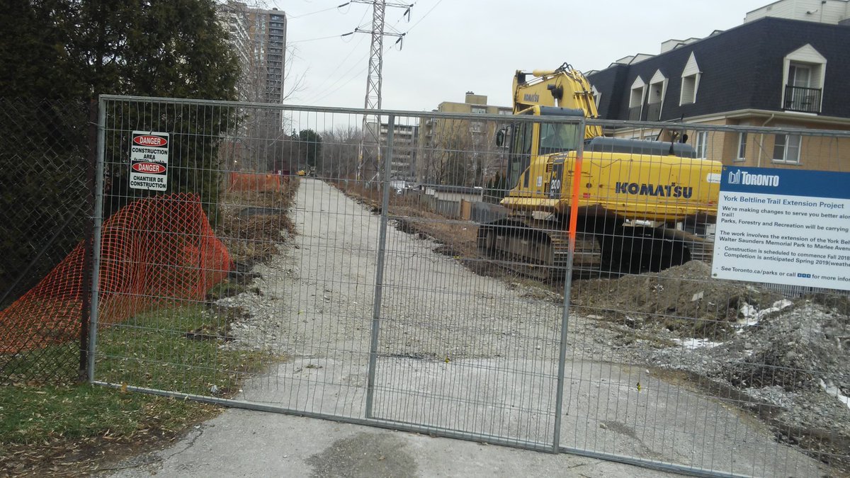 CycleToronto's tweet photo. #BikeTO trail construction update: the York Beltline extension east to Marlee Ave should be done in the spring #BeltlineUpdates #BikeNorthYork h/t @gaianicity https://t.co/2CsxCeDm2v
