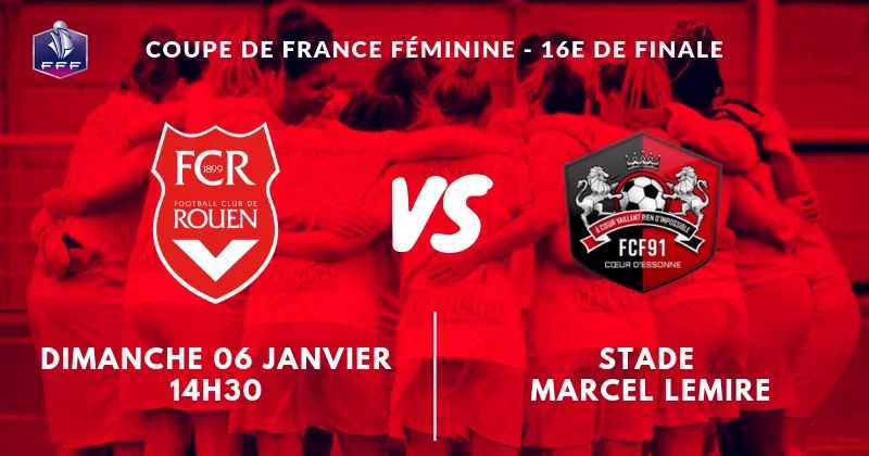 fcr1899's tweet photo. J-2️⃣ avant les 16èmes de finale de la Coupe de France ! 🕖
Tous au stade Lemire dimanche à 14h30 pour encourager les Diablesses face au @FCF91cde ! 🔴⚪️
Entrée payante avec un tarif unique de 3€ 🎟
➡️ https://t.co/uYrPT93z5f
#TeamFCR #Rouen #Normandie #EnRouteVersLexploit https://t.co/xmGhhZpjRk