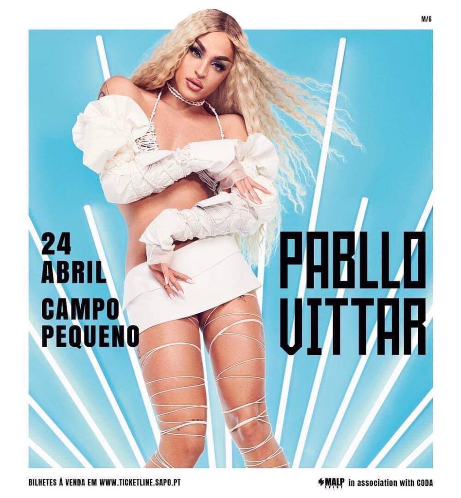 PalcoDasArtes's tweet photo. Mais um concerto em #Portugal! @pabllovittar , a drag queen mais famosa da actualidade, actua em Lisboa já no próximo dia 24 de Abril.
#PablloVittar #MALPEvent #CampoPequeno #PalcoDasArtes https://t.co/BRVfI5JT2m
