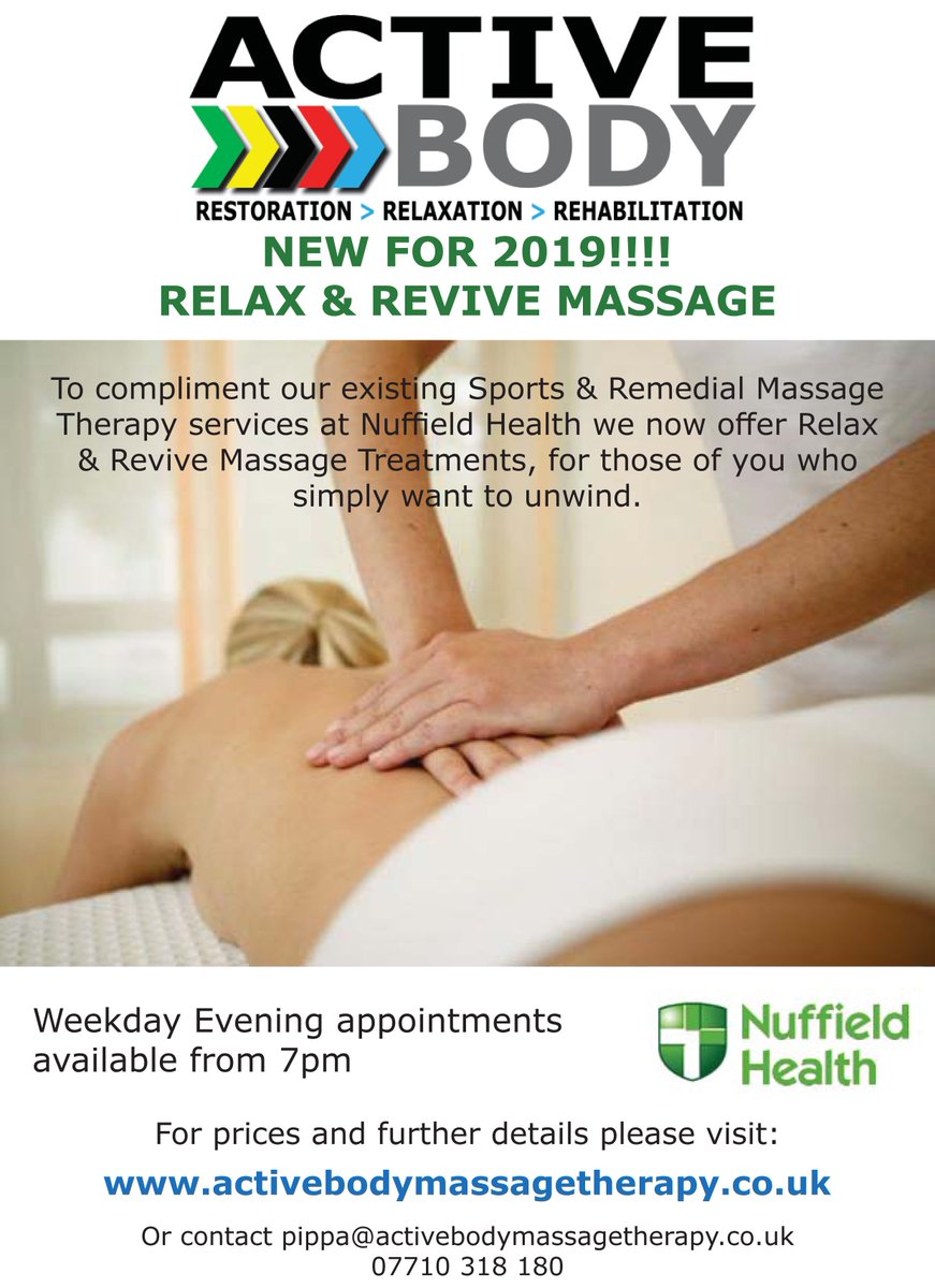 ab_massage's tweet photo. NEW!  RELAX &amp; REVIVE MASSAGE TREATMENTS - available at Covent Garden from January 2019. https://t.co/8pmQdv8gvi