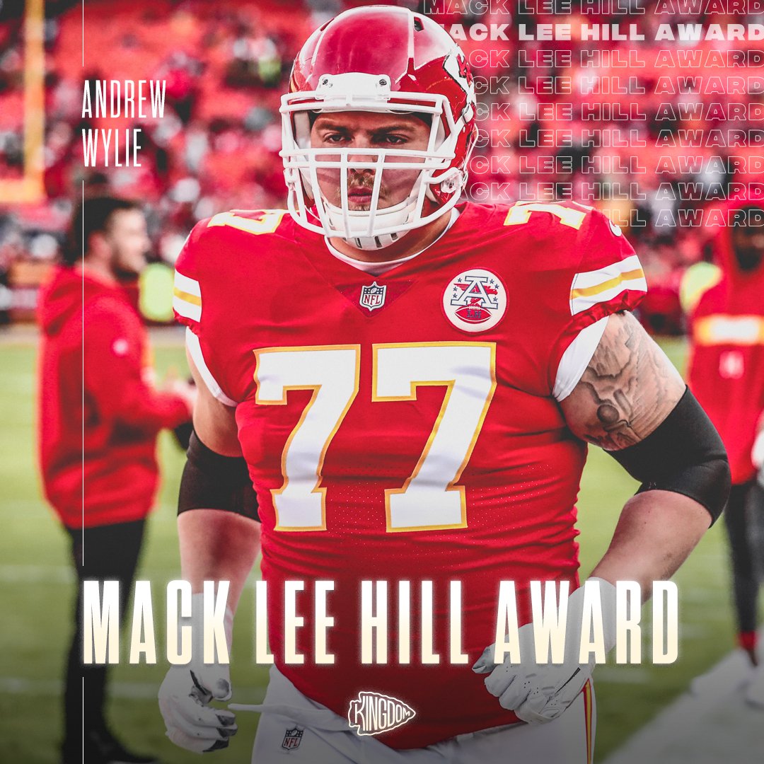 Chiefs's tweet photo. Patrick Mahomes and Andrew Wylie have been recognized by the team for their outstanding performances this year. #ChiefsKingdom https://t.co/UElFXe4Tdq