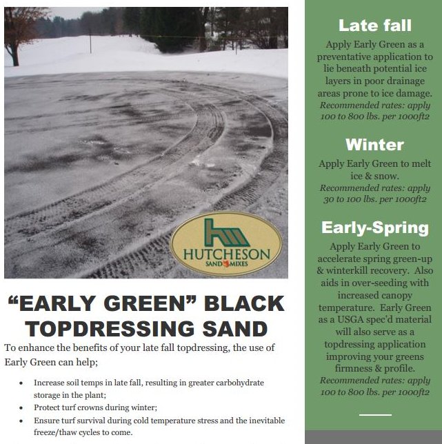 TargetSpecCan's tweet photo. With fluctuations in weather as of late, @HutchesonSand #EarlyGreen black sand is a useful tool to have on board to aid turf survival in freeze/ thaw cycles. https://t.co/g4jja1GWyi