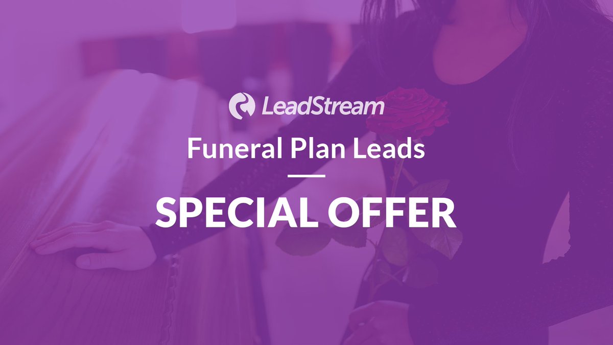 leadstreamleads's tweet photo. We have a great discounted price on our real-time Funeral Plan leads! All UK based and exclusive to each individual buyer who purchase our leads. Please contact us on 01489667855 or email info@leadstream.co.uk for more information and setup #discount #funeralplans #leadgeneration https://t.co/Jp5Y8w16mY